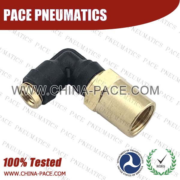 90 Degree Female Elbow Composite DOT Push To Connect Air Brake Fittings, Plastic DOT Push In Air Brake Tube Fittings, DOT Approved Composite Push To Connect Fittings, DOT Fittings, DOT Air Line Fittings, Air Brake Parts
